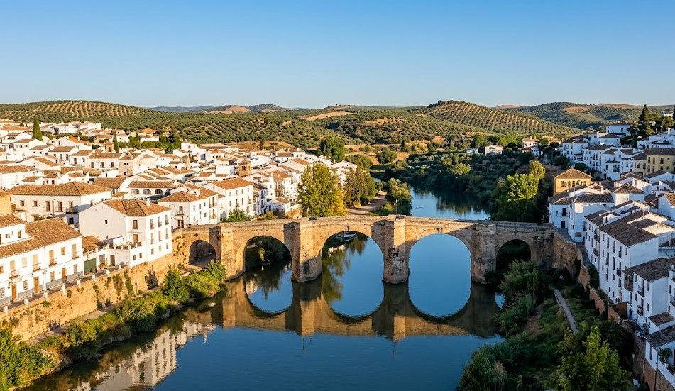 Vista del puente y el río en el municipio de Puente Genil, Córdoba